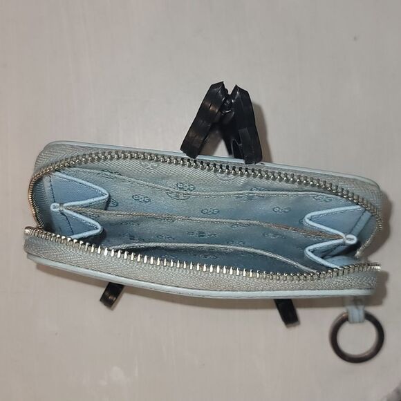Tory Burch Emerson Zip Around Mini Wallet In Soft Baby Blue - Picture 4 of 7